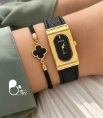 ست ساعت زنانه بولون چرمی با دستبند ونکلیف