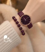 ست ساعت زنانه سوسنی اسپرت با دستبند