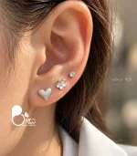پک گل گوش زنانه سه جفتی نقره ۹۲۵ عیار مدل ساحل