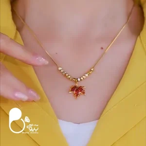 گردنبند برگ مکعبی کپی طلا