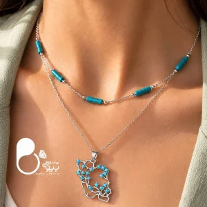 گردنبند زنانه طرح ایران بزرگ میناکاری