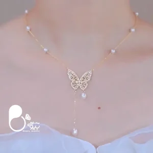 گردنبند پروانه و مروارید