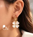 گوشواره استیل زنانه شبدر عشق صدفی