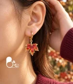 گوشواره روکش طلا حلقه‌ای برگ پاییزی