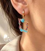 گوشواره زنانه ایران بزرگ طلایی طرح لاله سرخ