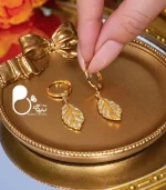 گوشواره زنانه برگ نگینی
