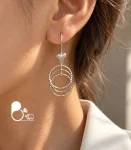 گوشواره زنانه حلقه‌ای شرابه‌ای نقره ۹۲۵ عیار
