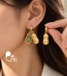 گوشواره زنانه روکش طلا پینات اونتورین طبیعی