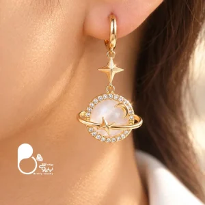 گوشواره زنانه زحل گلکسی صدفی