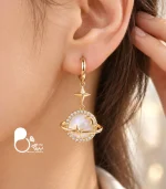 گوشواره زنانه زحل گلکسی صدفی