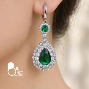 گوشواره زنانه سوفیا سیلور زمردی