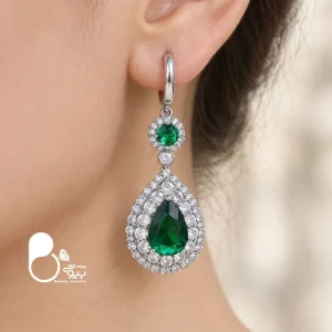 گوشواره زنانه سوفیا سیلور زمردی