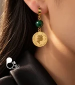 گوشواره زنانه سکه ای سنگی