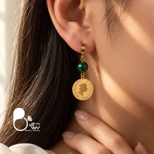 گوشواره زنانه سکه ای سنگی