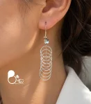 گوشواره زنانه نازنین شرابه‌ای نقره ۹۲۵ عیار