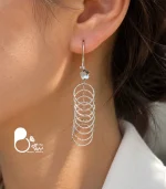 گوشواره زنانه نازنین شرابه‌ای نقره ۹۲۵ عیار