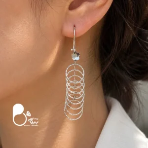 گوشواره زنانه نازنین شرابه‌ای نقره ۹۲۵ عیار