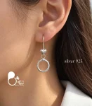 گوشواره زنانه نقره حلقه‌ای قلبی آویز
