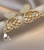 گوشواره زنانه پروانه دوتایی مرواریدی