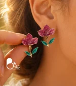 گوشواره زنانه گل ارکیده تابستونی