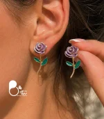 گوشواره زنانه گل بنفش تابستونی