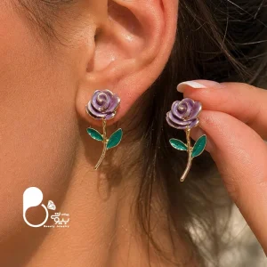 گوشواره زنانه گل بنفش تابستونی
