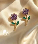 گوشواره زنانه گل بنفش تابستونی
