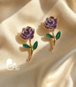 گوشواره زنانه گل بنفش تابستونی