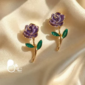 گوشواره زنانه گل بنفش تابستونی
