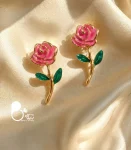 گوشواره زنانه گل صورتی تابستونی